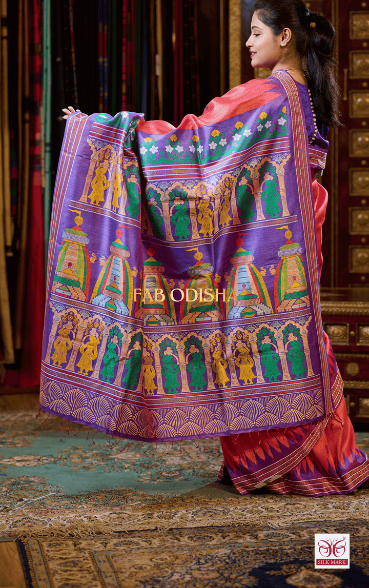 SHREE MANDIR THEME SARI OPULENCE MASTER WEAVE SUPER FINE TUSSAR SILK SAREE