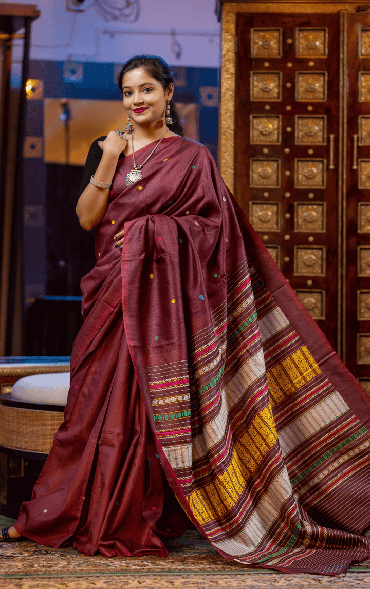 VASTRA KALPANA WEAVE WHISPER DESIGNER FINE TUSSAR SILK SAREE