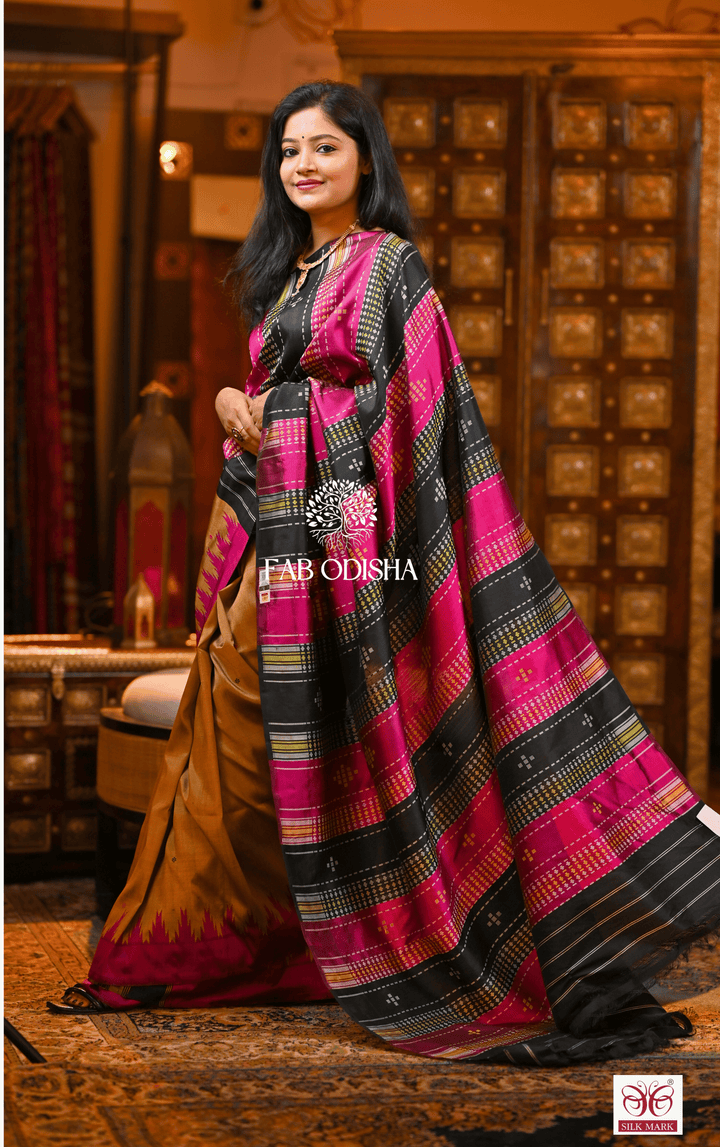 AMBA AMBAR BERHAMPURI DOUBLE AANCHAL PURE SILK PATTA SAREE