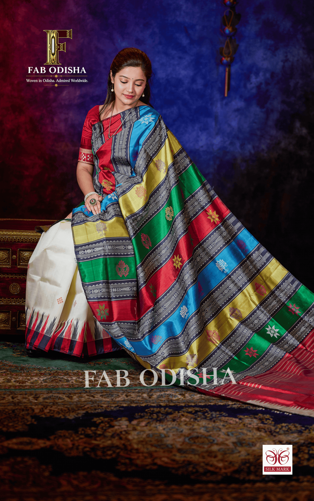 NAVARANGINI VASTRA BERHAMPURI HANDLOOM DOUBLE AANCHAL PURE SILK PATTA SAREE