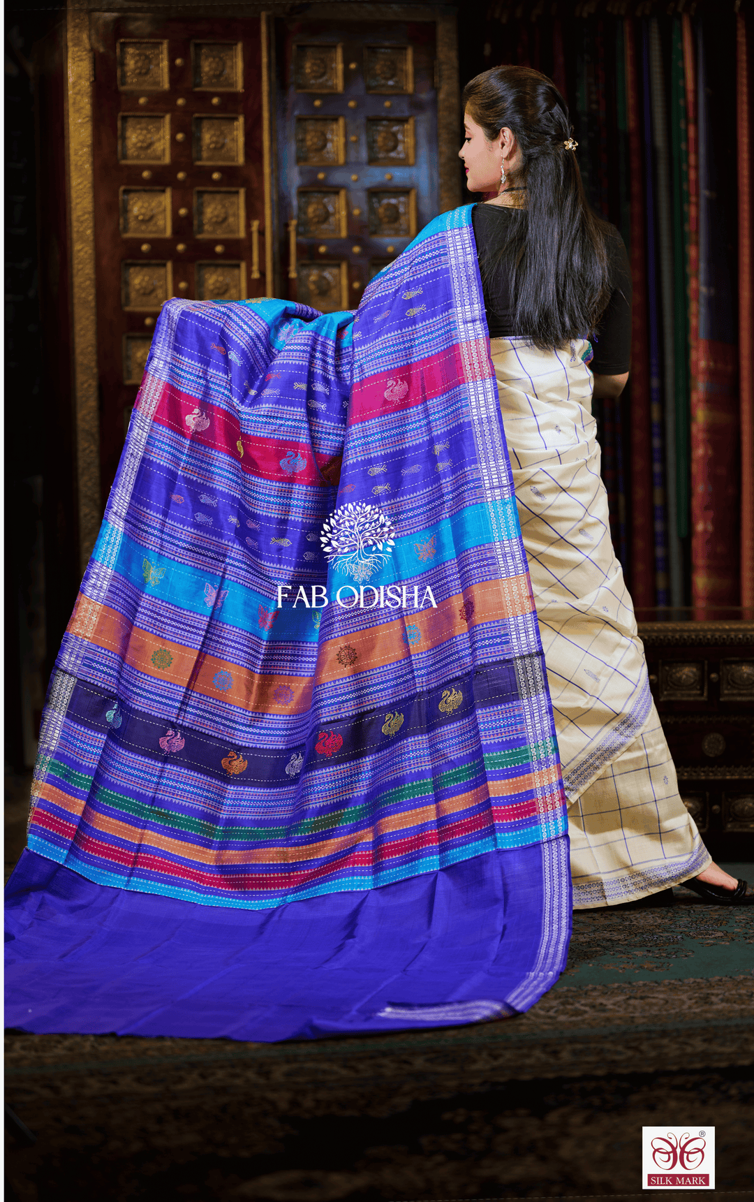 VEDIC AURA BERHAMPURI DOUBLE AANCHAL PURE SILK PATTA SAREE