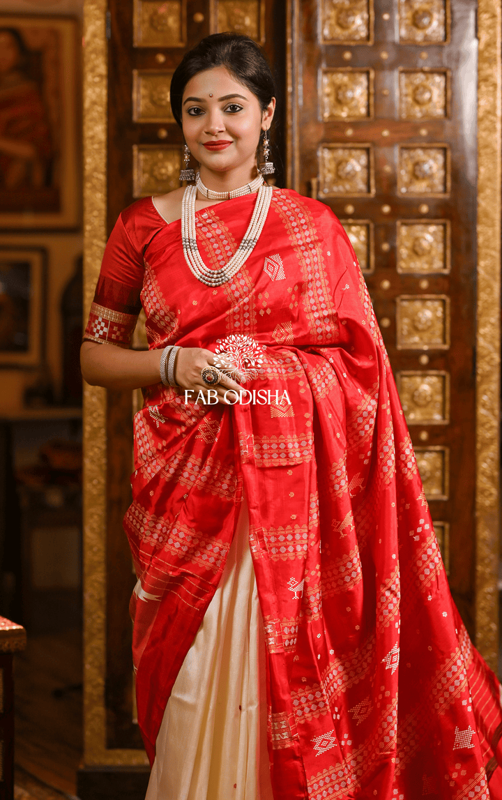 SATI SAVITRI BERHAMPURI DOUBLE AANCHAL PURE SILK PATTA SAREE