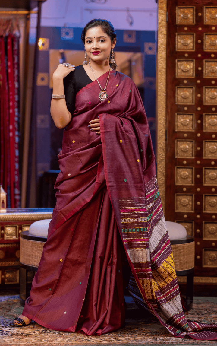 VASTRA KALPANA WEAVE WHISPER DESIGNER FINE TUSSAR SILK SAREE