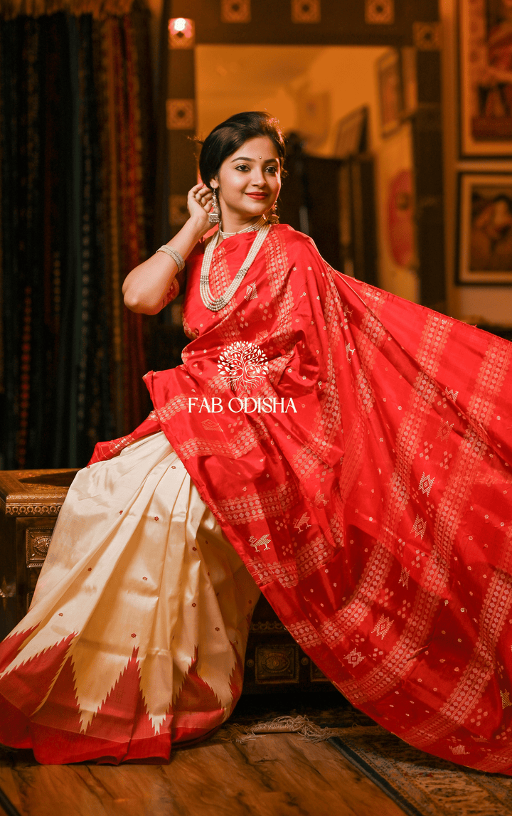 SATI SAVITRI BERHAMPURI DOUBLE AANCHAL PURE SILK PATTA SAREE