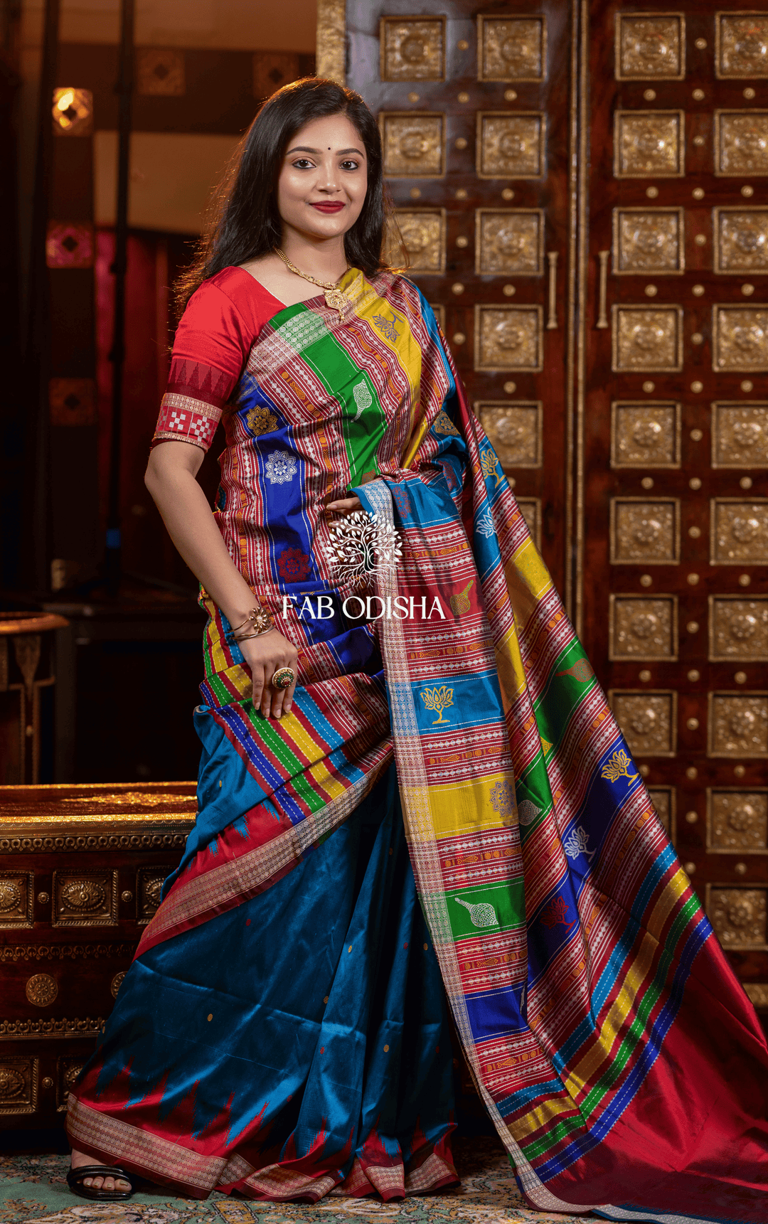 DIVINE DRAPES BERHAMPURI DOUBLE AANCHAL PURE SILK PATTA SAREE
