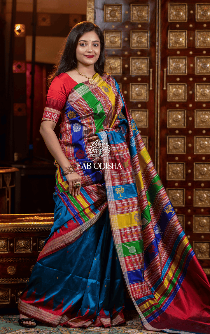 DIVINE DRAPES BERHAMPURI DOUBLE AANCHAL PURE SILK PATTA SAREE