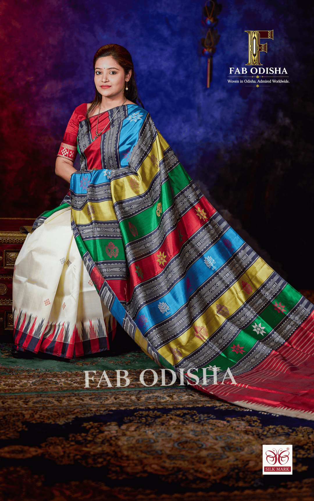 NAVARANGINI VASTRA BERHAMPURI HANDLOOM DOUBLE AANCHAL PURE SILK PATTA SAREE
