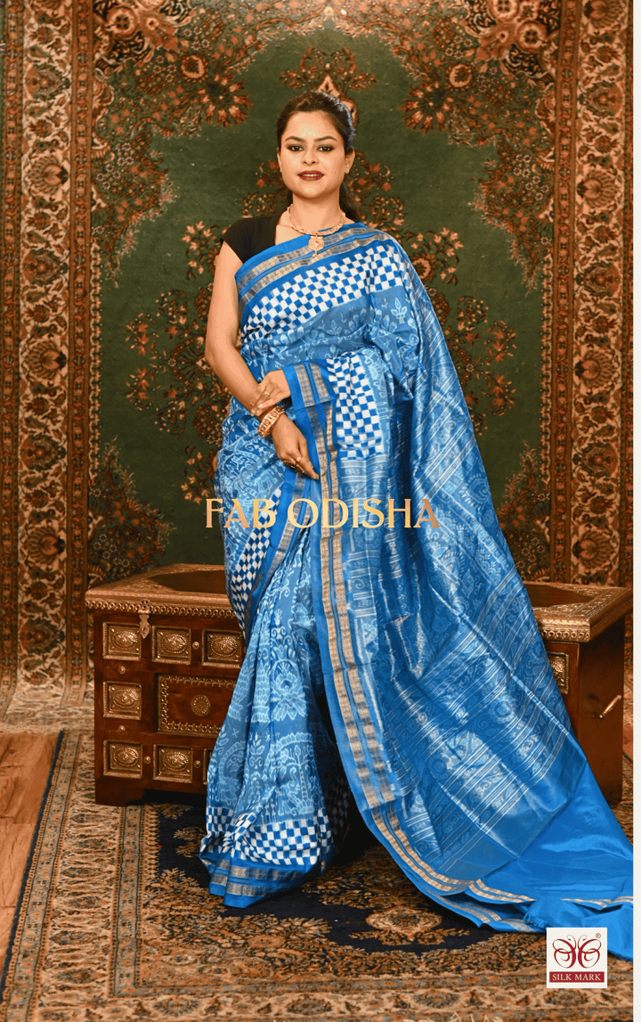 TARA TEJAS EXCLUSIVE SAMBALPURI PURE HANDLOOM SILK  TISSUE ANCHAL SAREE