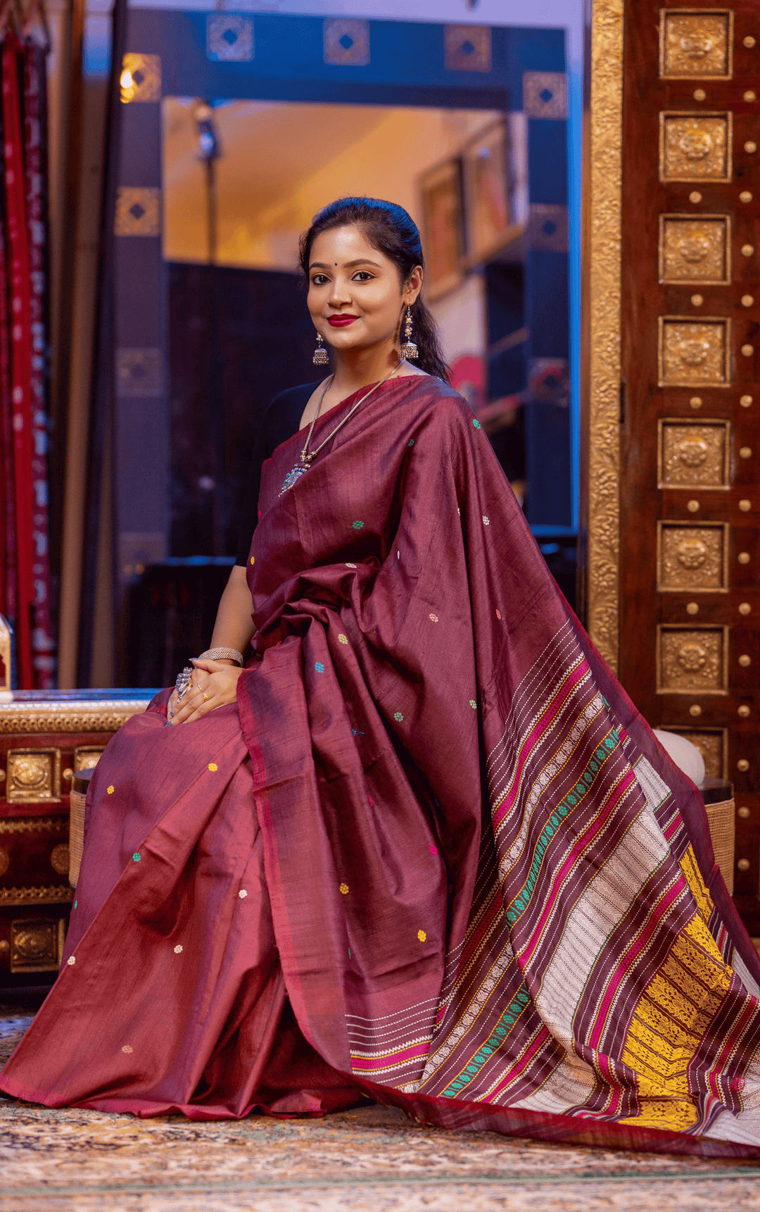 VASTRA KALPANA WEAVE WHISPER DESIGNER FINE TUSSAR SILK SAREE