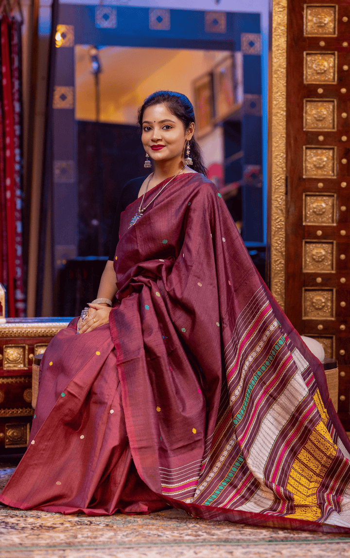 VASTRA KALPANA WEAVE WHISPER DESIGNER FINE TUSSAR SILK SAREE