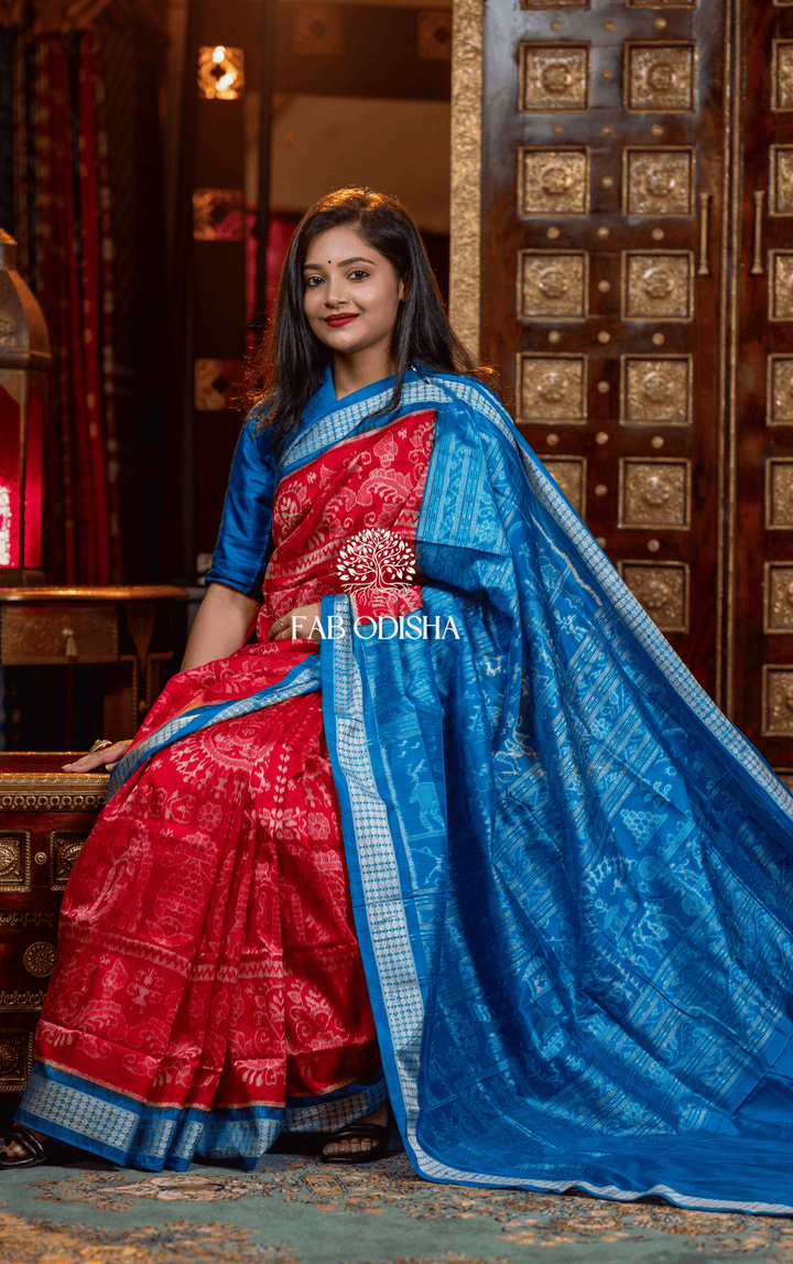DEVYANI VAMIKA EXCLUSIVE SAMBALPURI HANDLOOM PURE SILK ANCHAL SAREE
