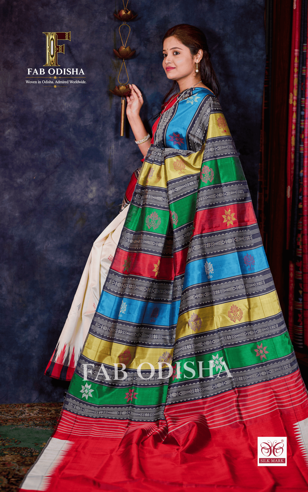 NAVARANGINI VASTRA BERHAMPURI HANDLOOM DOUBLE AANCHAL PURE SILK PATTA SAREE