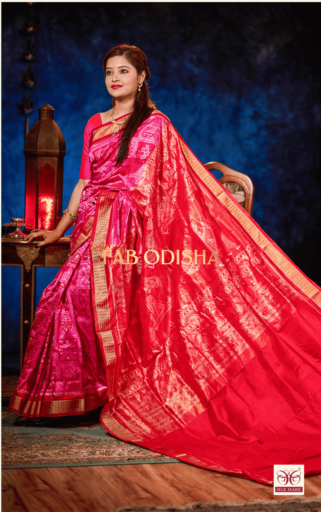 PANKHUDI GULABI DOLI BARAAT AANCHAL SAMBALPURI HANDLOOM PURE SILK TISSUE SAREE