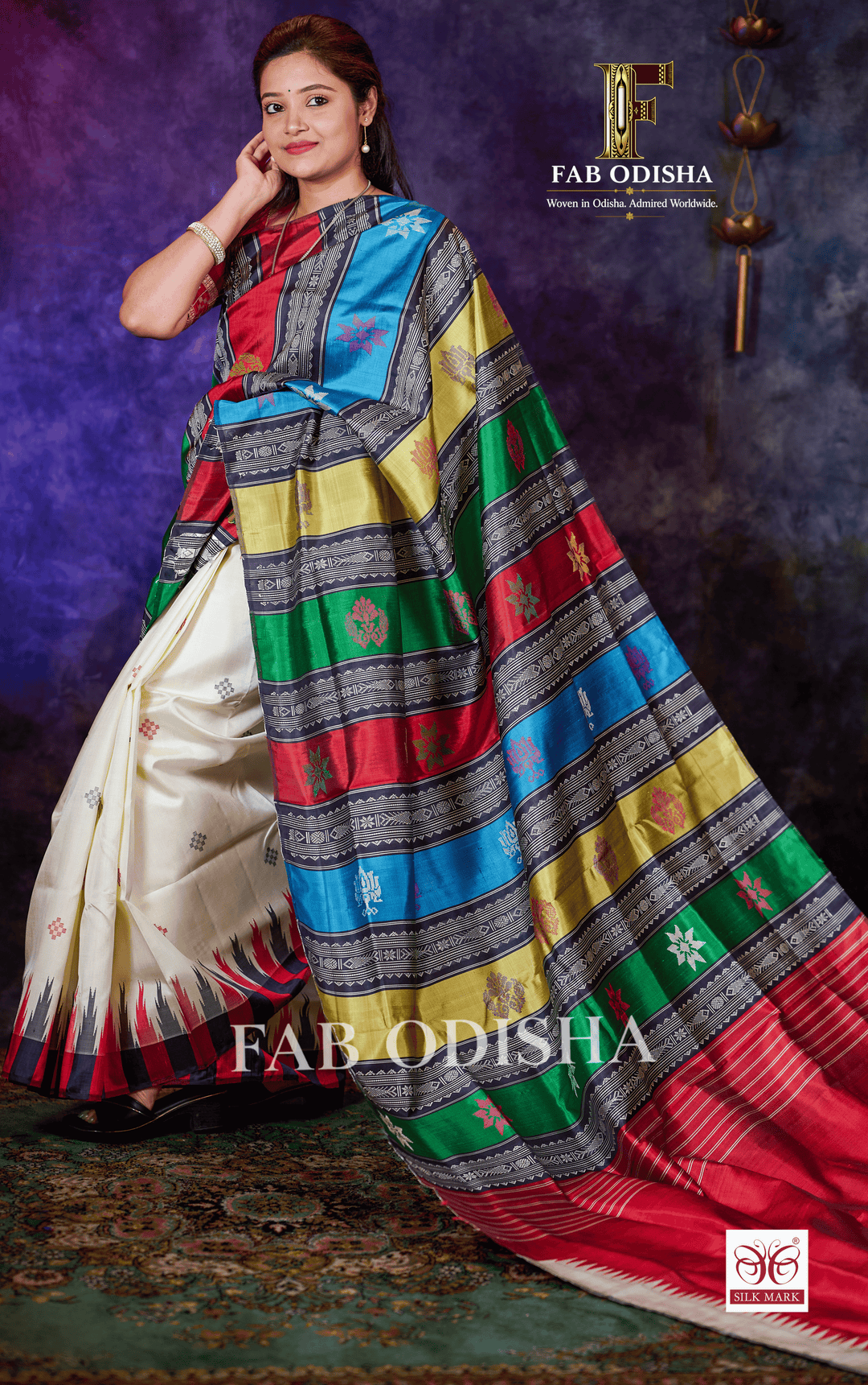 NAVARANGINI VASTRA BERHAMPURI HANDLOOM DOUBLE AANCHAL PURE SILK PATTA SAREE