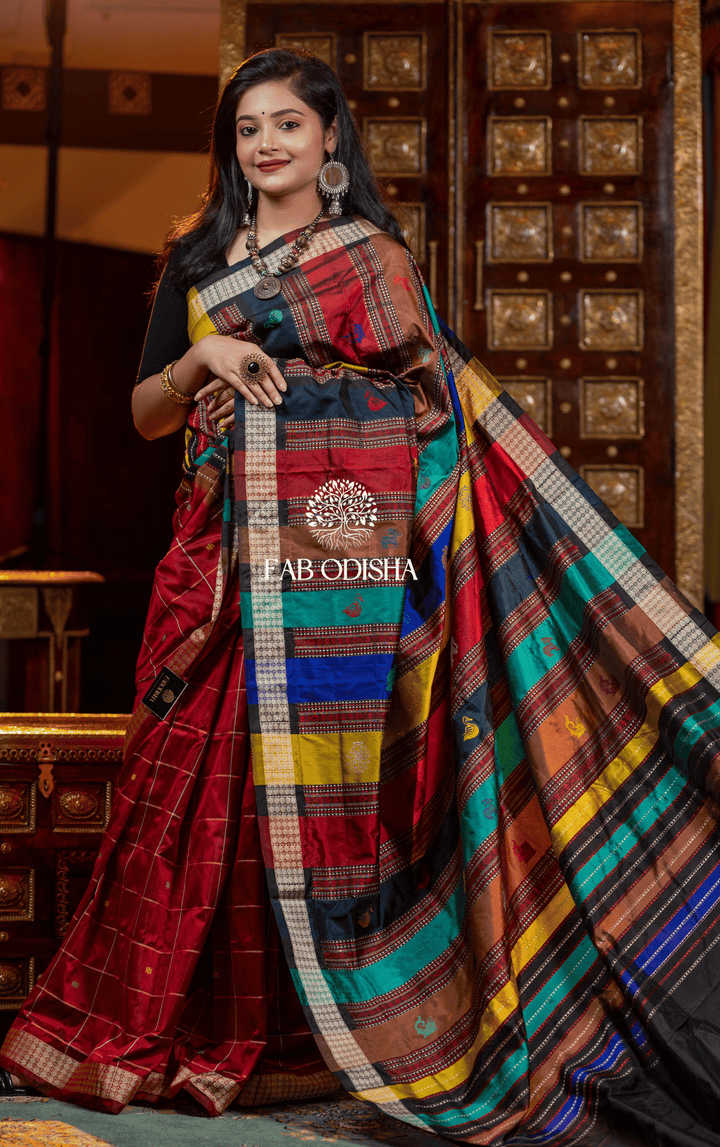 VISMAYA BERHAMPURI DOUBLE AANCHAL PURE SILK PATTA SAREE