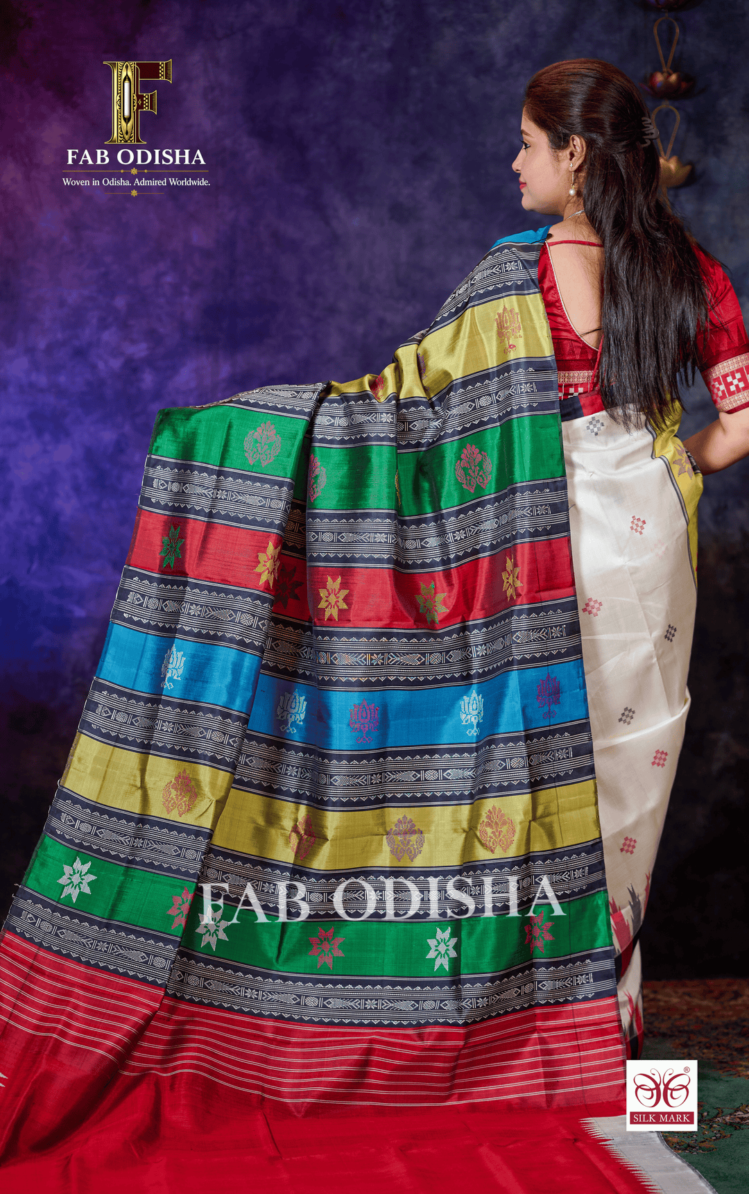 NAVARANGINI VASTRA BERHAMPURI HANDLOOM DOUBLE AANCHAL PURE SILK PATTA SAREE