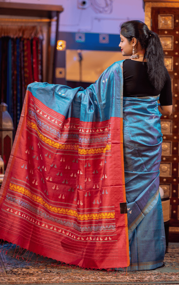 INDRALOK DRAPE DYNASTY DESIGNER FINE TUSSAR SILK SAREE