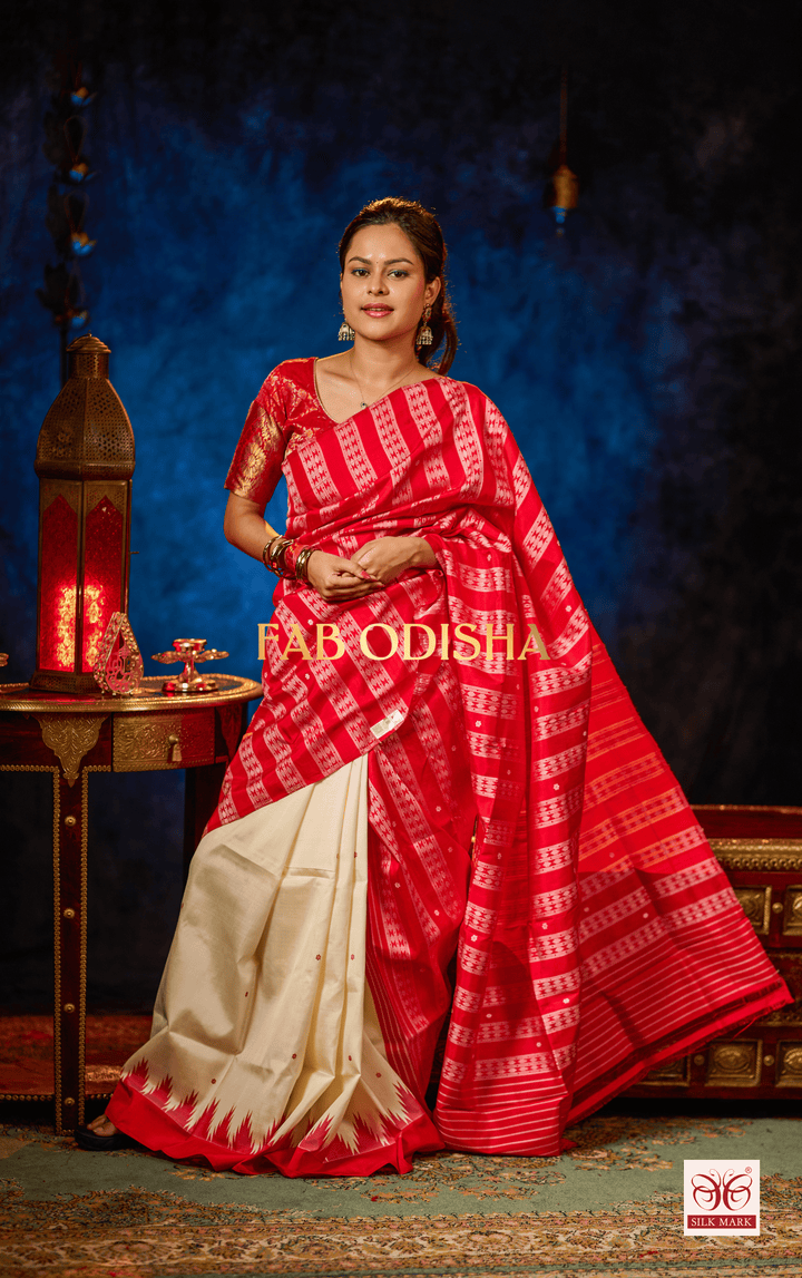 ROOPSAKHI VINTAGE PATLI EXCLUSIVE BERHAMPURI DOUBLE AANCHAL PURE SILK PATTA SAREE (Copy)