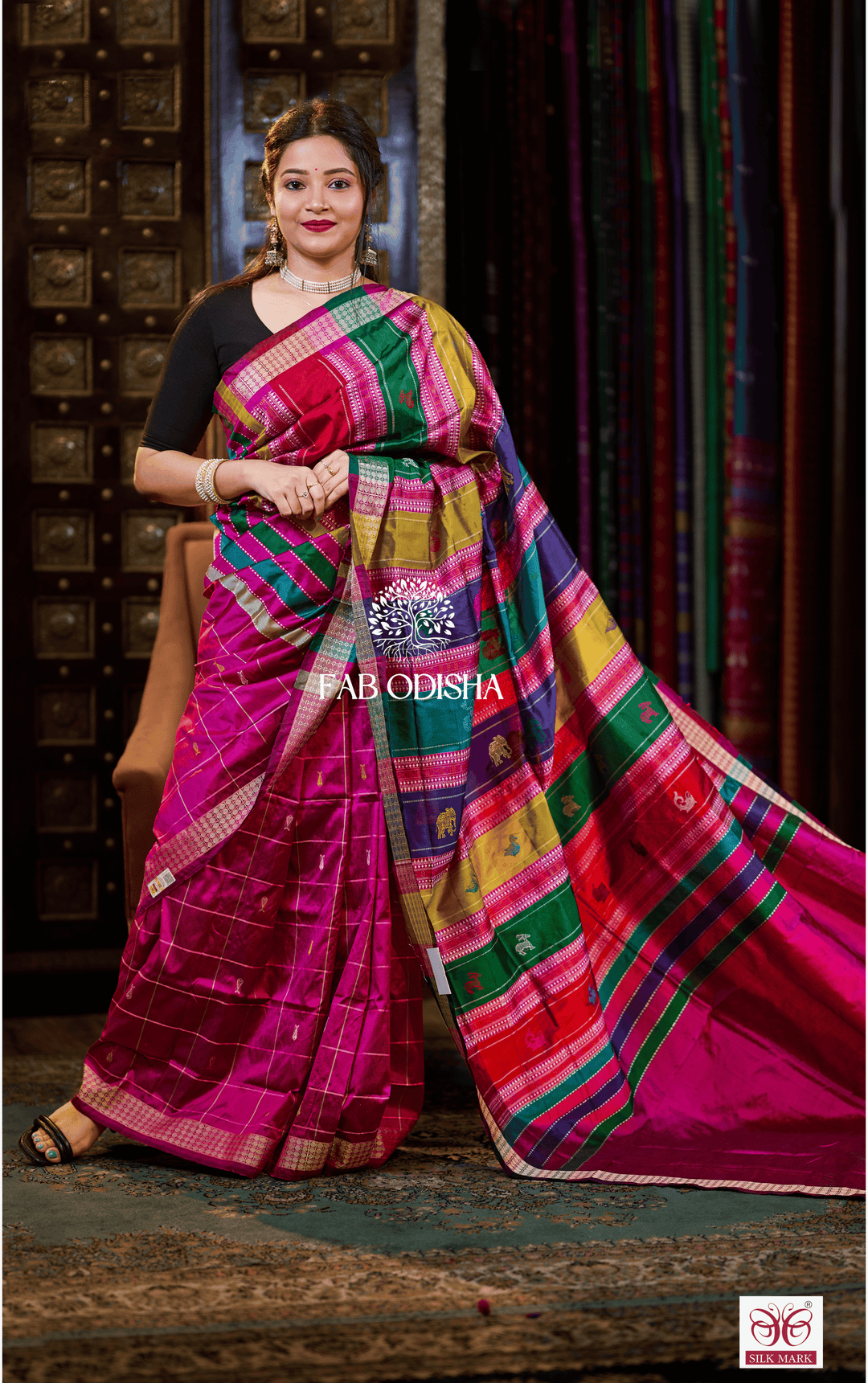 NOOR SYMPHONY BERHAMPURI DOUBLE AANCHAL PURE SILK PATTA SAREE