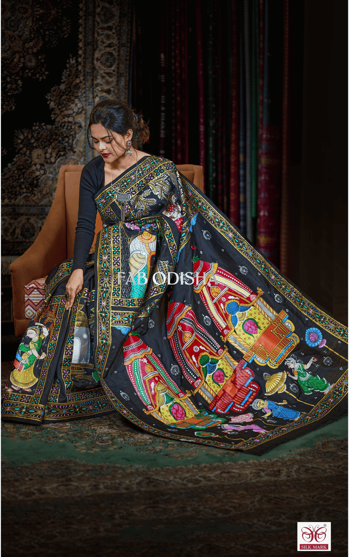 ODISHA ALL FESTIVALS THEMED PATTACHITRA PURE SILK SAREE