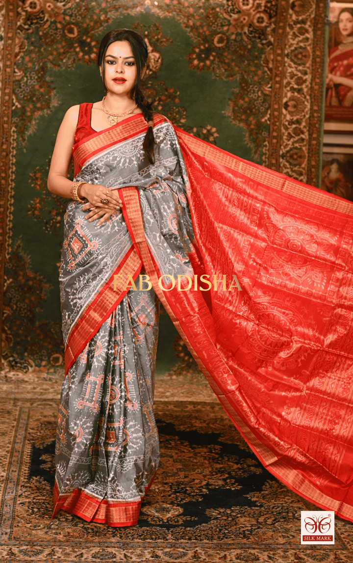 NAYANTARA LUXE SYMPHONY EXQUISITE SAMBALPURI PURE HANDLOOM TISSUE ANCHAL SILK SAREE