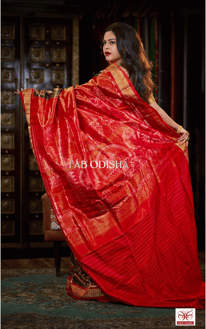 "SHAHI GAJAPATI DARBAR" SAMBALPURI BANDHA FULL TISSUE SILK PATTA SAREE