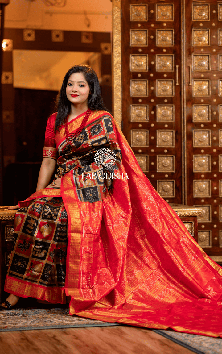 MADHURI DIXIT ODISHA HANDLOOM SAMBALPURI PURE SILK TISSUE ANCHAL SAREE