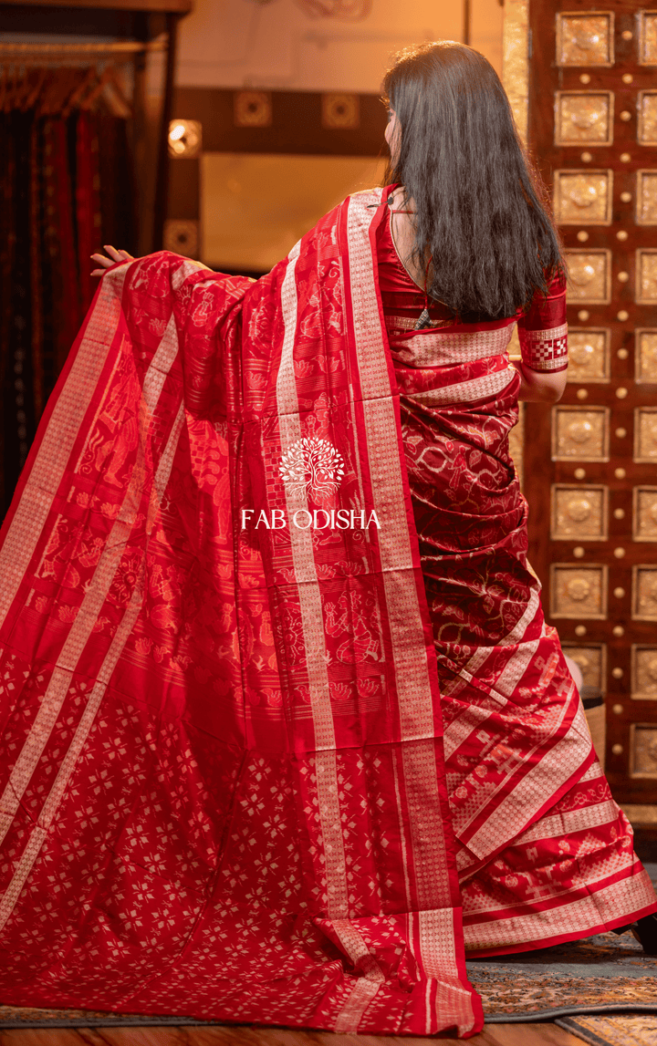 DURGA"S DRAPE EXCLUSIVE SAMBALPURI HANDLOOM PURE SILK SAREE