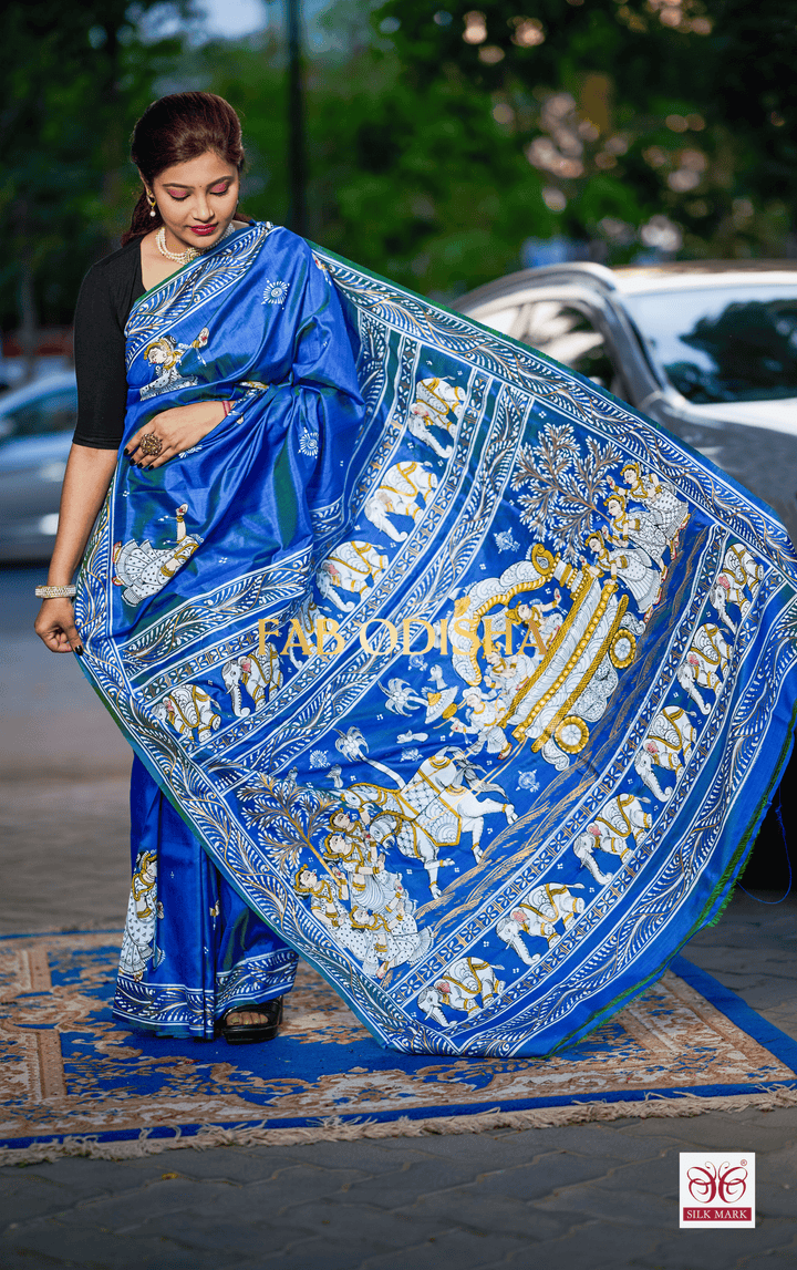GAJGAMINI BARAATI THEMED PATTACHITRA PURE SILK SAREE