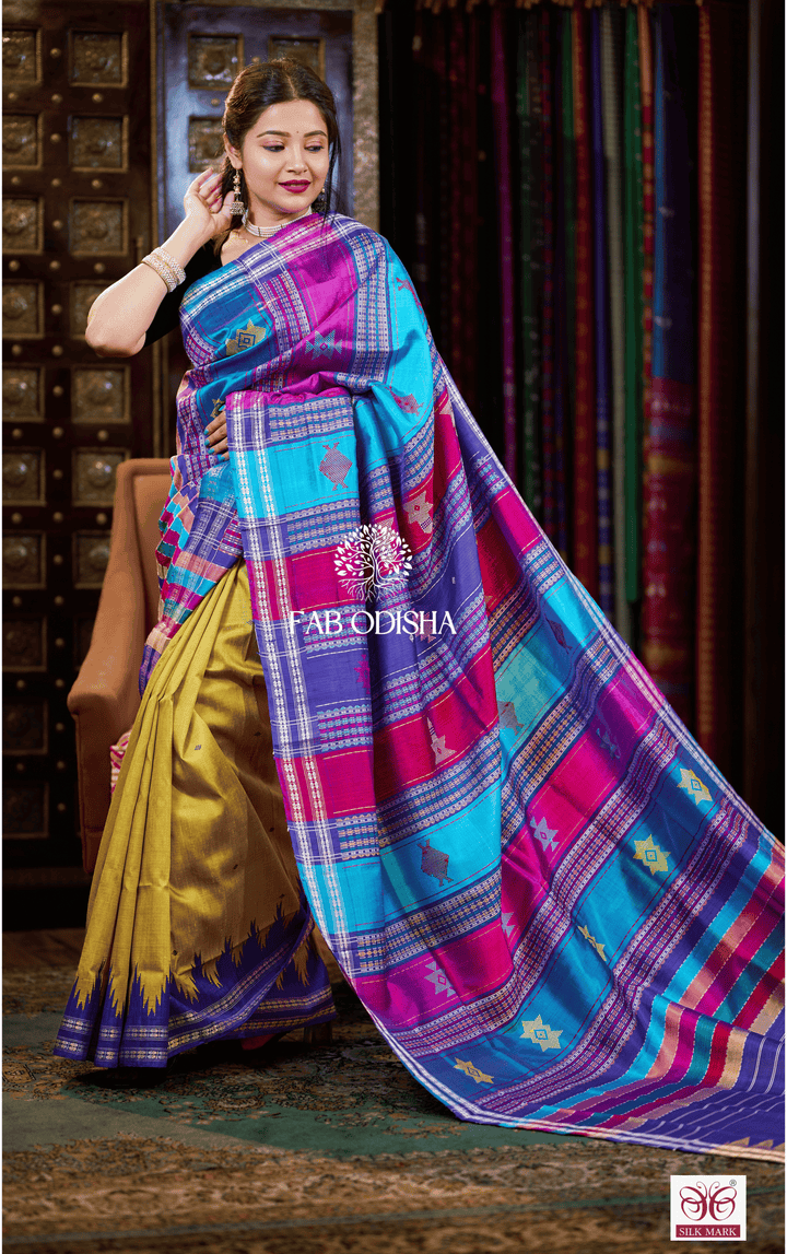 PARAM SUNDARI BERHAMPURI DOUBLE AANCHAL PURE SILK PATTA SAREE