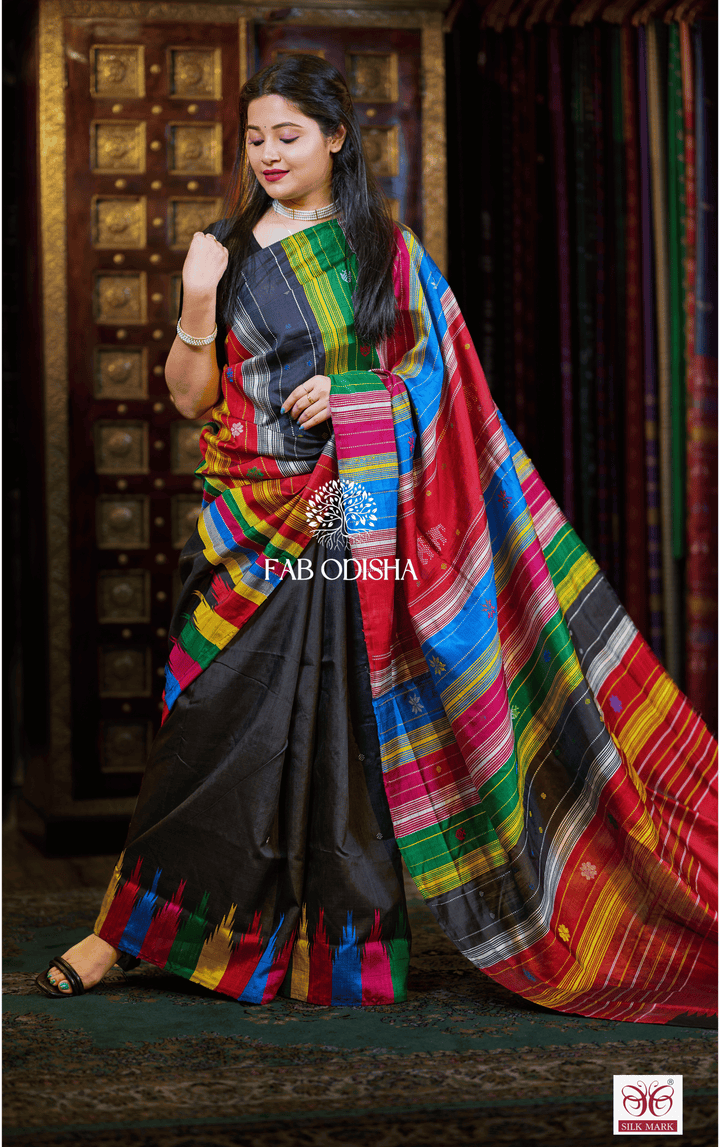 MANOHARI MAGICAL BERHAMPURI DOUBLE AANCHAL PURE SILK PATTA SAREE