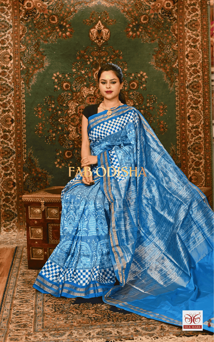 TARA TEJAS EXCLUSIVE SAMBALPURI PURE HANDLOOM SILK  TISSUE ANCHAL SAREE