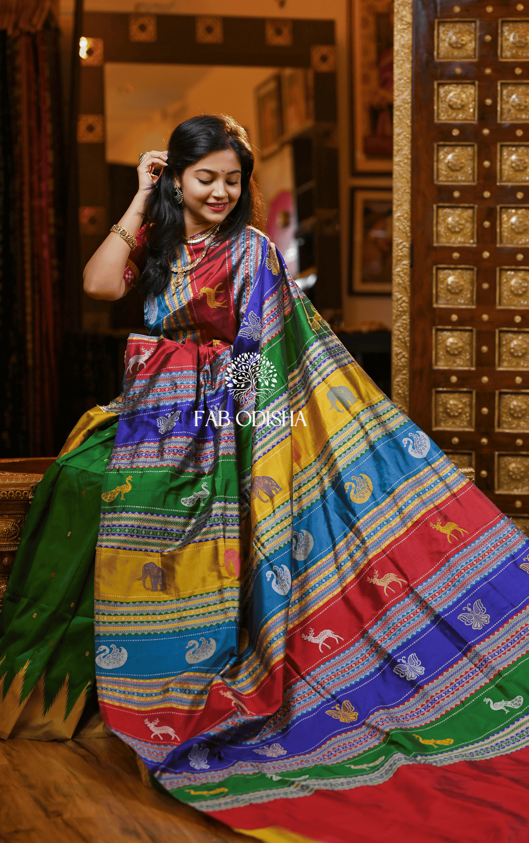 NIRVANA BERHAMPURI DOUBLE AANCHAL PURE SILK PATTA SAREE