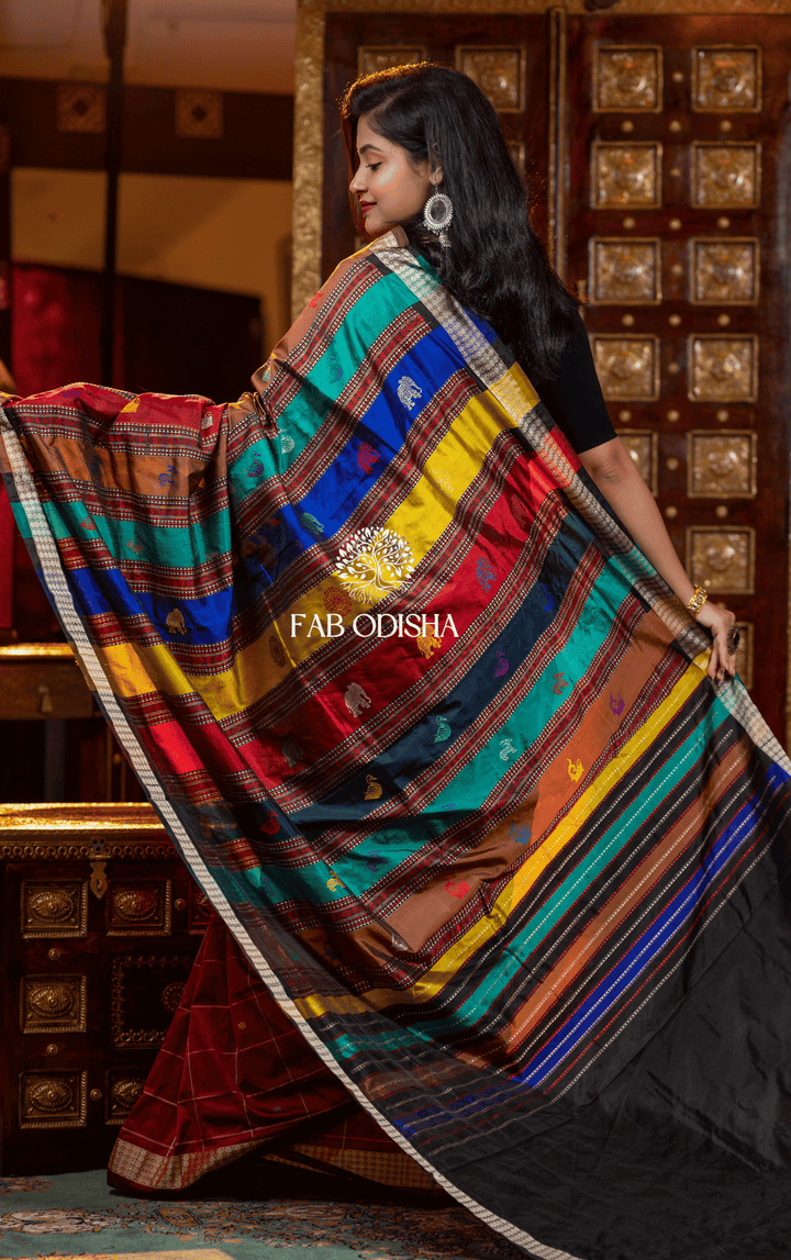 VISMAYA BERHAMPURI DOUBLE AANCHAL PURE SILK PATTA SAREE