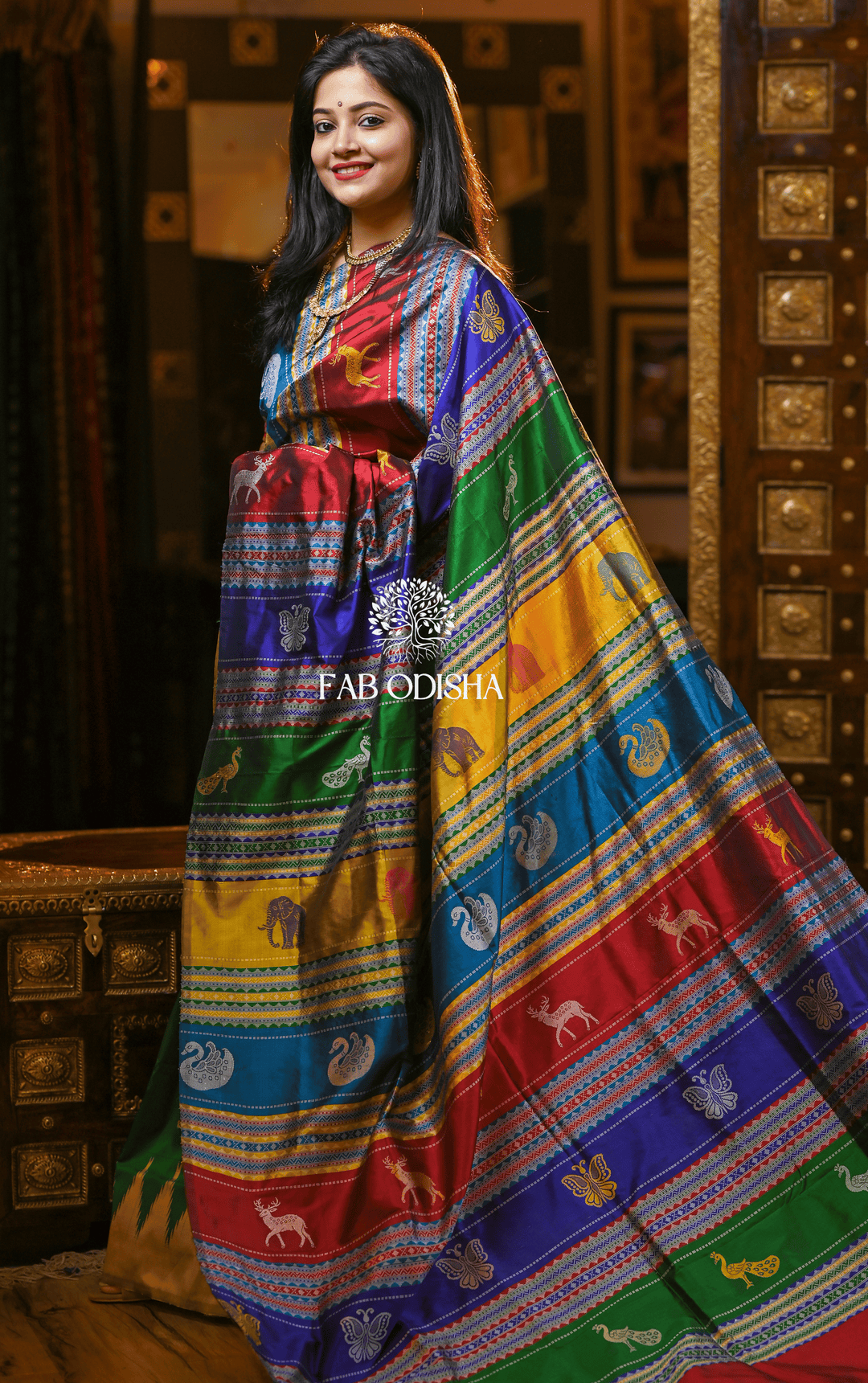 NIRVANA BERHAMPURI DOUBLE AANCHAL PURE SILK PATTA SAREE