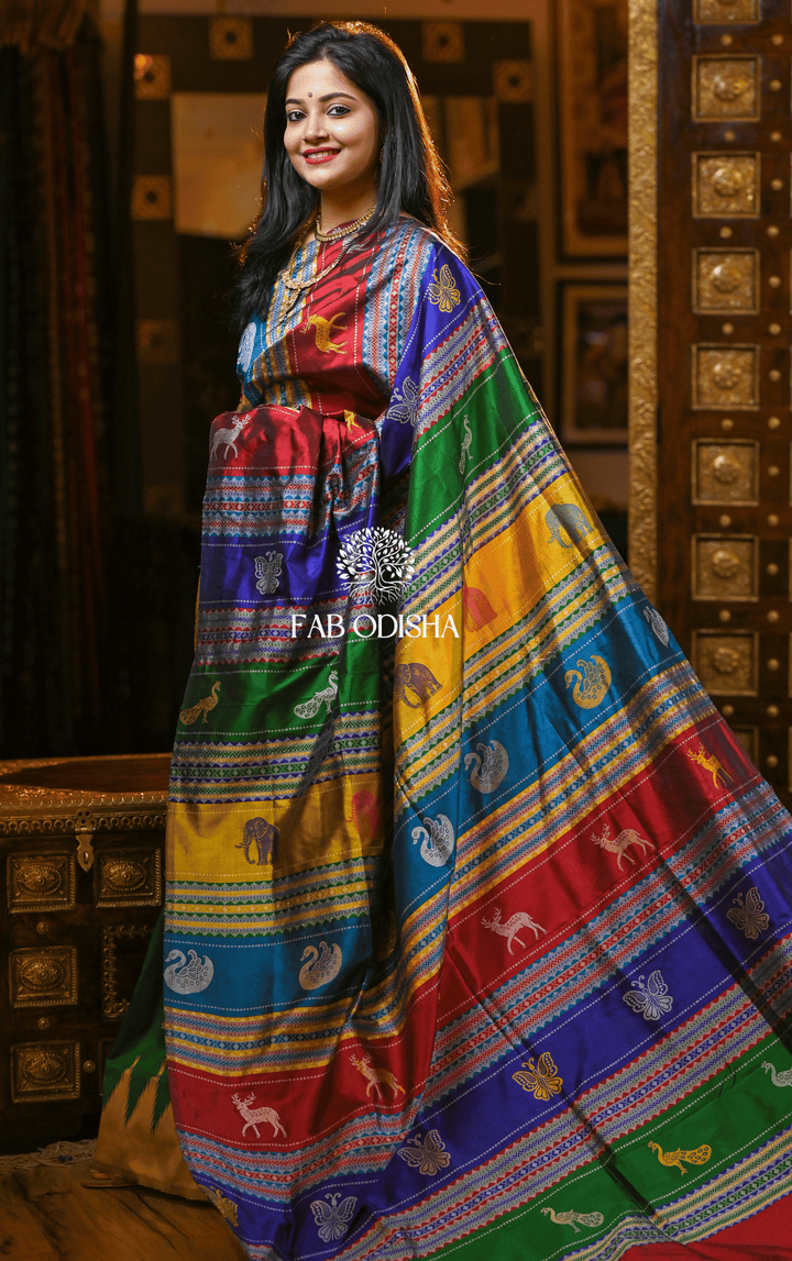 NIRVANA BERHAMPURI DOUBLE AANCHAL PURE SILK PATTA SAREE