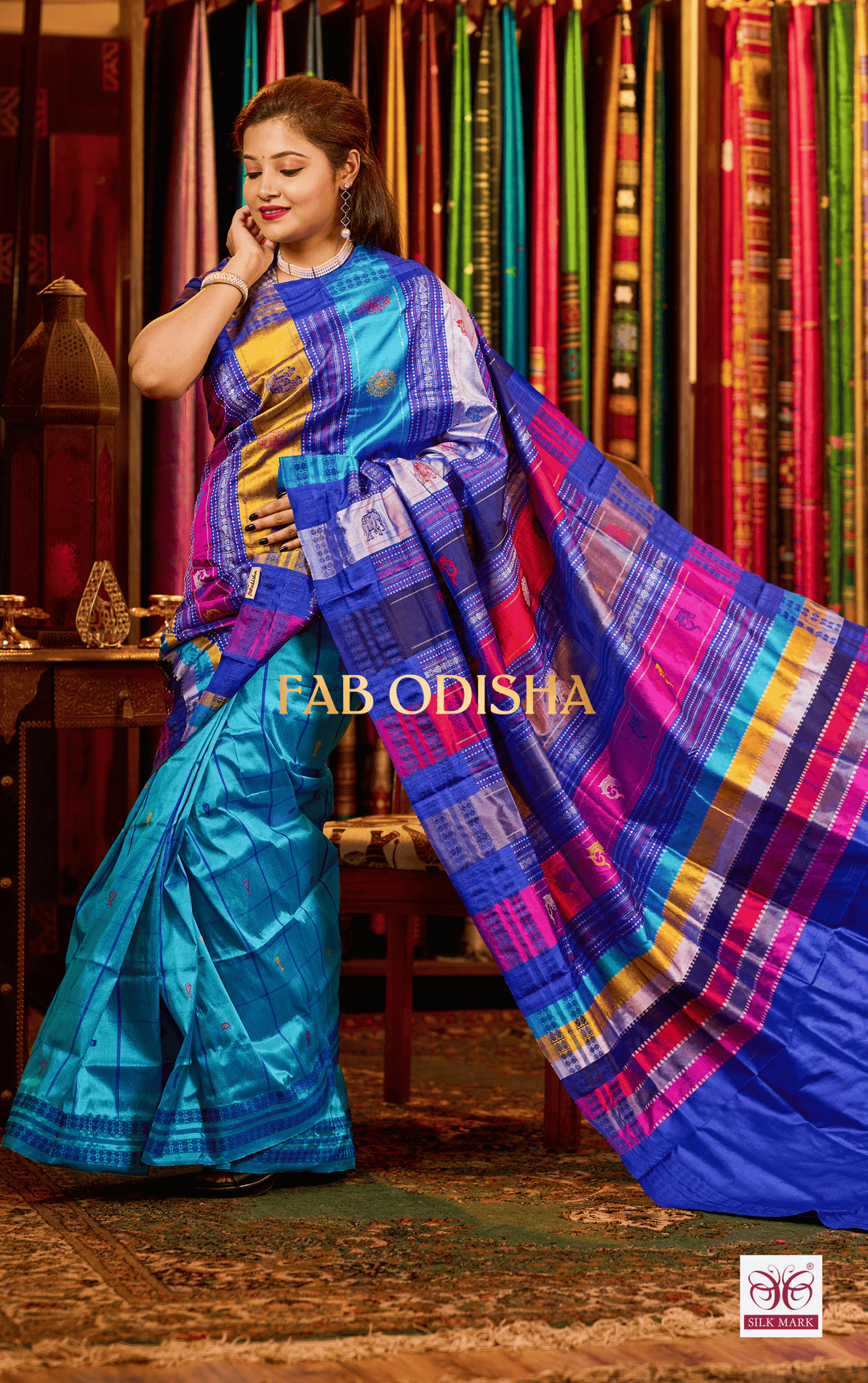 NEEL BAGH BERHAMPURI DOUBLE AANCHAL PURE SILK PATTA SAREE