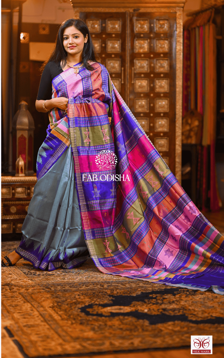 NAKSHTRA NARI BERHAMPURI DOUBLE AANCHAL PURE SILK PATTA SAREE