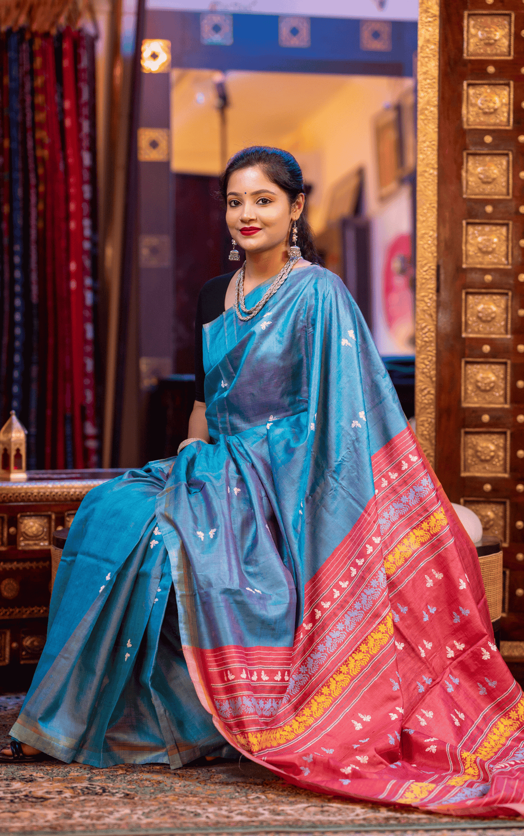 INDRALOK DRAPE DYNASTY DESIGNER FINE TUSSAR SILK SAREE