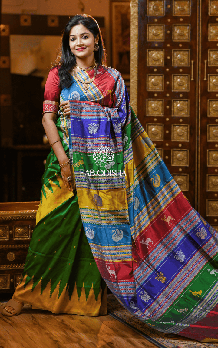 NIRVANA BERHAMPURI DOUBLE AANCHAL PURE SILK PATTA SAREE