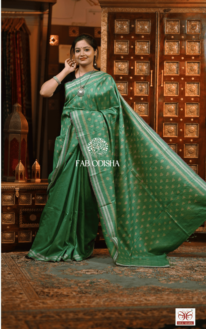 RUHANI URBAN DRAPES DESIGNER FINE TUSSAR HANDLOOM SILK SAREE
