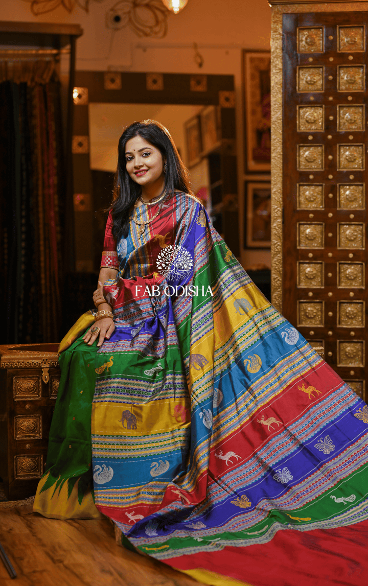 NIRVANA BERHAMPURI DOUBLE AANCHAL PURE SILK PATTA SAREE