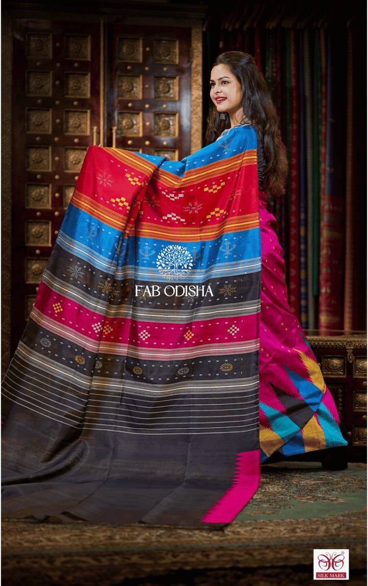 SUNDARAM LAVANYA BERHAMPURI DOUBLE AANCHAL PURE SILK PATTA SAREE