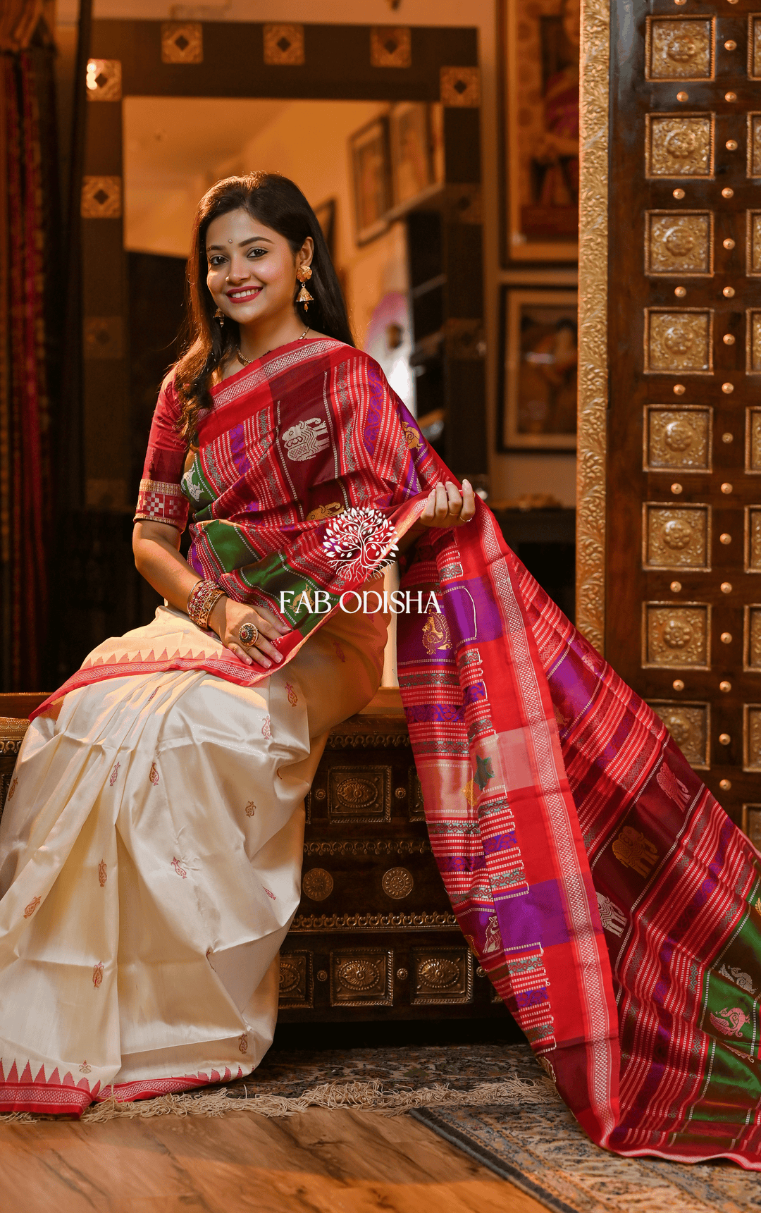 DIVYAHAMSA BERHAMPURI DOUBLE AANCHAL PURE SILK PATTA SAREE