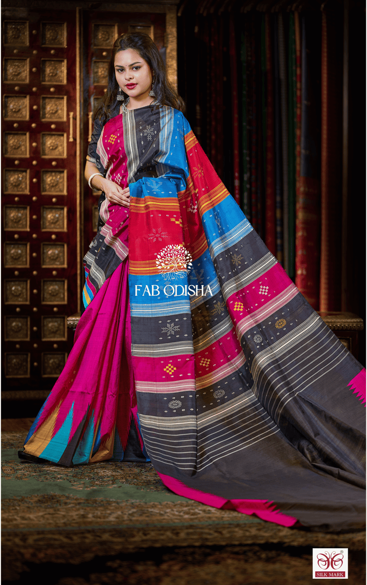 SUNDARAM LAVANYA BERHAMPURI DOUBLE AANCHAL PURE SILK PATTA SAREE
