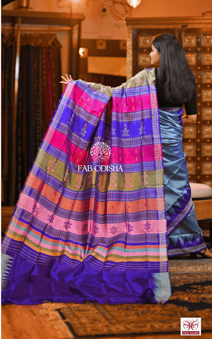 NAKSHTRA NARI BERHAMPURI DOUBLE AANCHAL PURE SILK PATTA SAREE