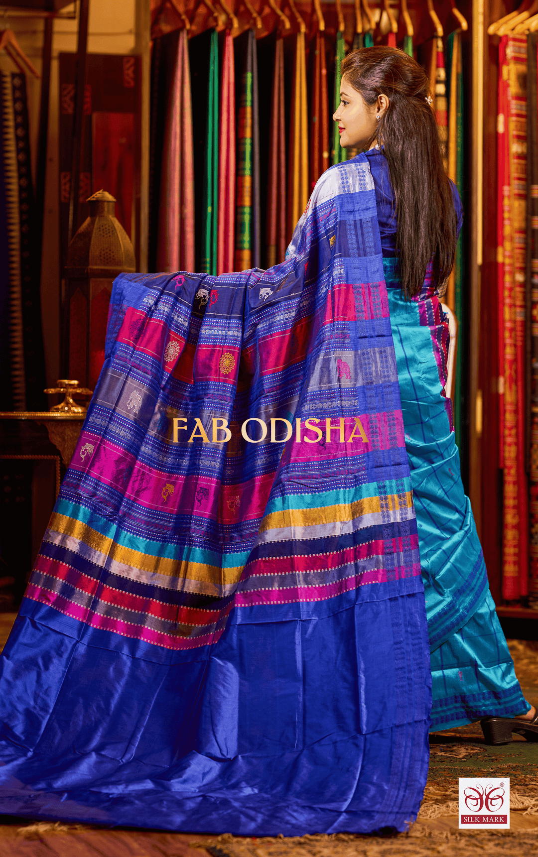 NEEL BAGH BERHAMPURI DOUBLE AANCHAL PURE SILK PATTA SAREE