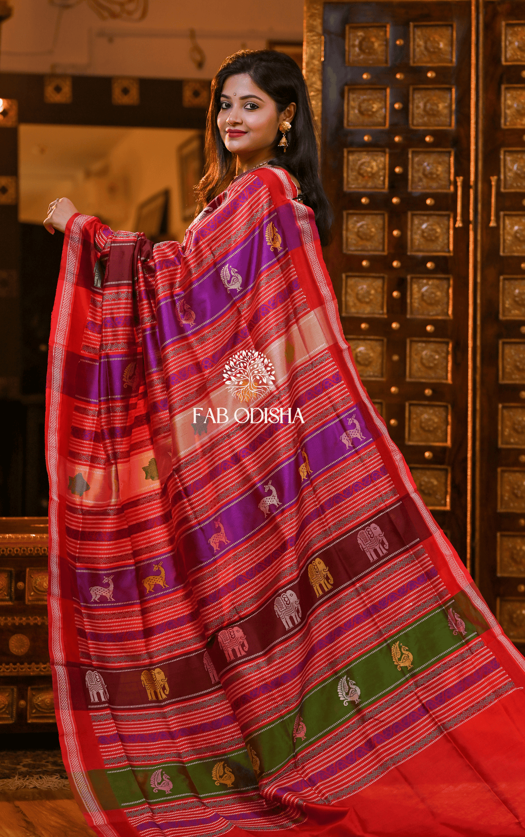 DIVYAHAMSA BERHAMPURI DOUBLE AANCHAL PURE SILK PATTA SAREE
