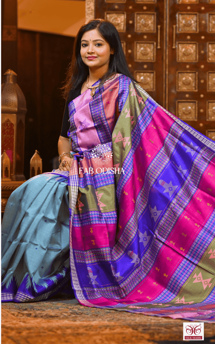 NAKSHTRA NARI BERHAMPURI DOUBLE AANCHAL PURE SILK PATTA SAREE
