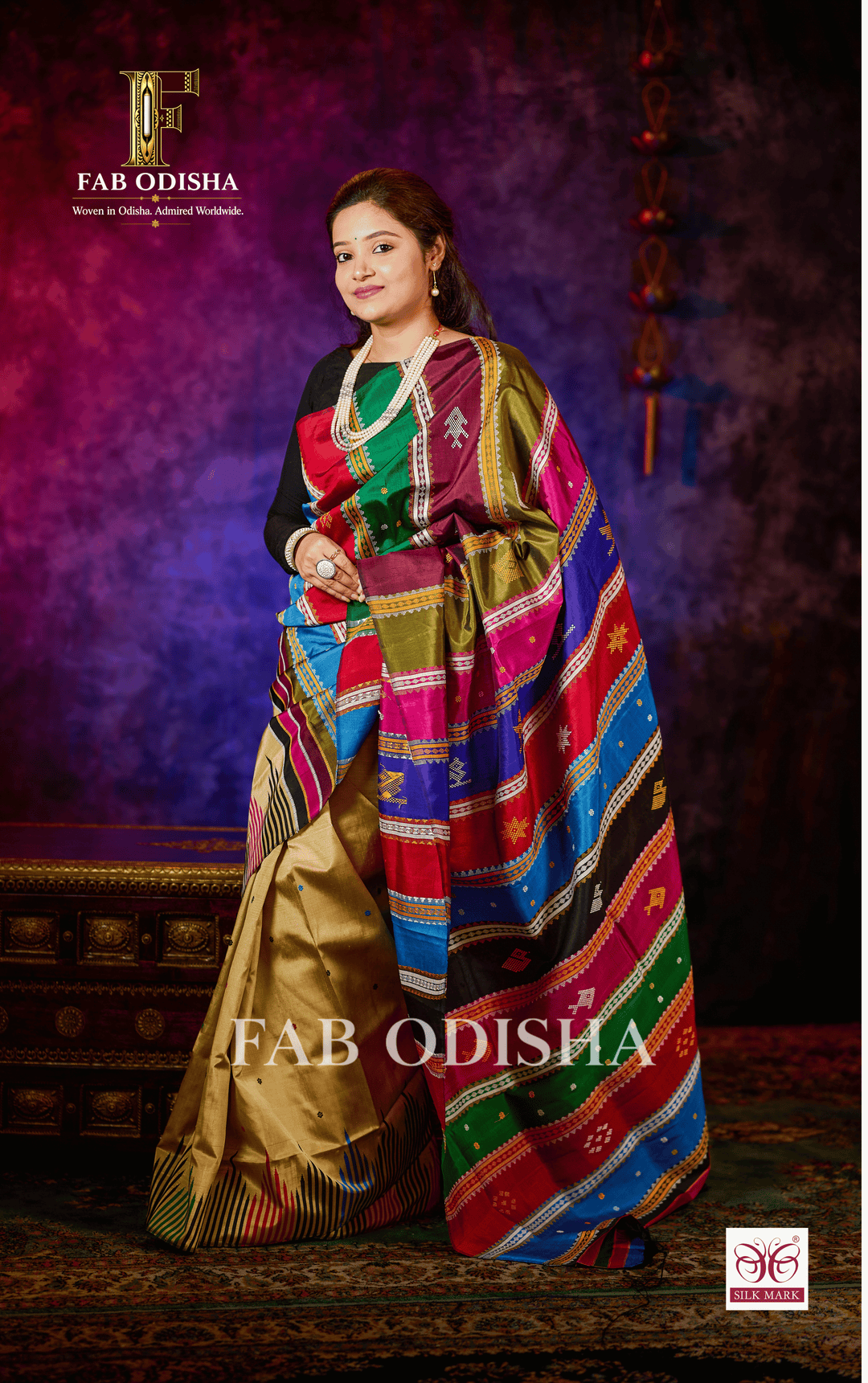 CHITRAVALI ROYALE BERHAMPURI HANDLOOM DOUBLE AANCHAL PURE SILK PATTA SAREE